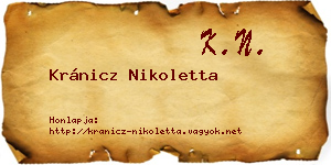 Kránicz Nikoletta névjegykártya