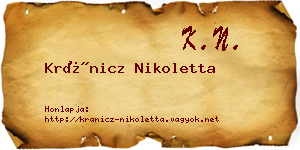 Kránicz Nikoletta névjegykártya
